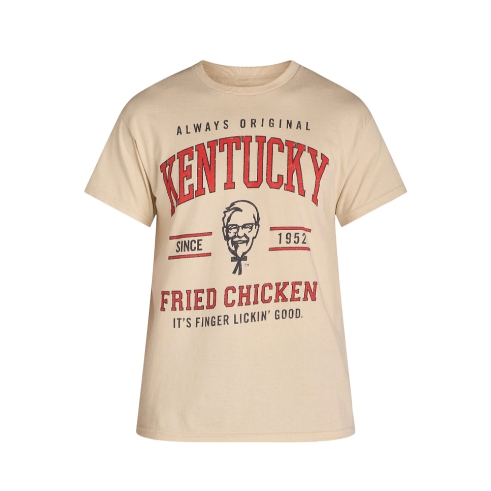 KFC Logo Collegiate Men's Size 3XL Graphic Tee with Short Sleeves Sand